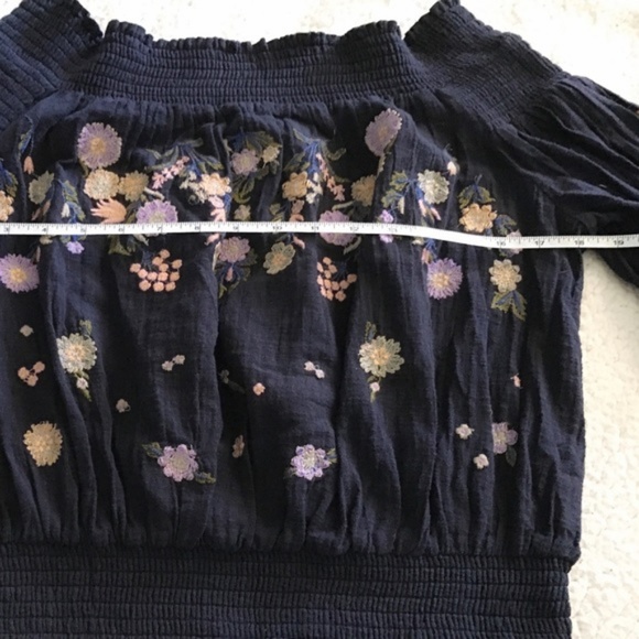 Free People Saachi Smock Off The Shoulder Top (M) - Picture 3 of 8